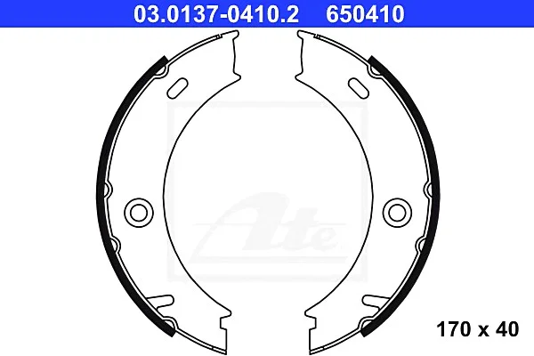 Колодки ручника Sprinter/LT -06 спарка 170x40 ATE 03.0137-0410.2 (фото 1)