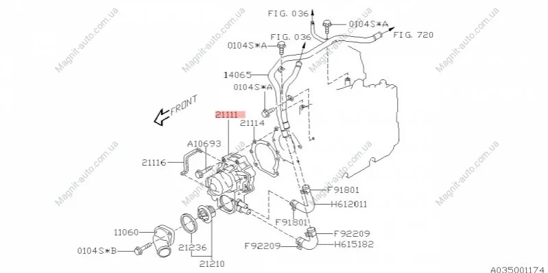 Насос водяной двигателя SUBARU 21111AA280 (фото 1)