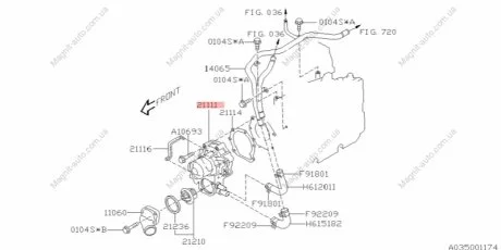 Насос водяной двигателя SUBARU 21111AA280