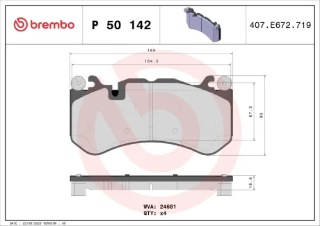 KLOCKI HAMULC. MERCEDES W204 C 63 AMG 08-14 PRZУD BREMBO P50142