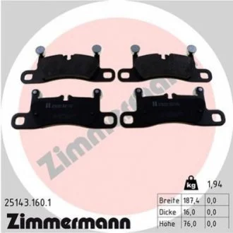 KLOCKI HAMULC. PORSCHE 911 (991) 11- TYЈ ZIMMERMANN 25143.160.1
