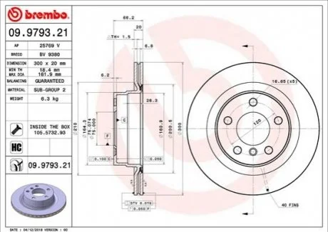 Тормозной диск BREMBO 09.9793.21