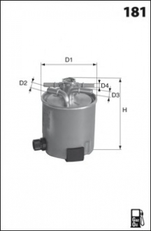 Фильтр топливный (под датчик воды, с клапаном) Megane2/Scenic2 K9K Euro4 MECAFILTER ELG5390
