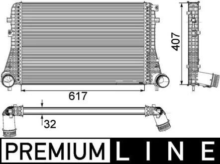 Інтеркулєр VW Passat/CC/Tiguan \'\'1.4-2.0 \'\'07>> MAHLE / KNECHT CI 208 000P