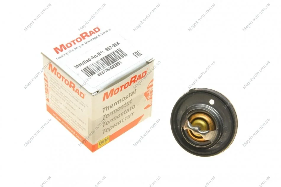Термостат системи охолодження (95°C) CHRYSLER PT CRUISER, SEBRING, VOYAGER III, VOYAGER IV DODGE CALIBER, JOURNEY FIAT FREEMONT JEEP COMPASS, GRAND CHEROKEE III, PATRIOT 1.8-6.1 01.95- MOTORAD 65795K (фото 1)