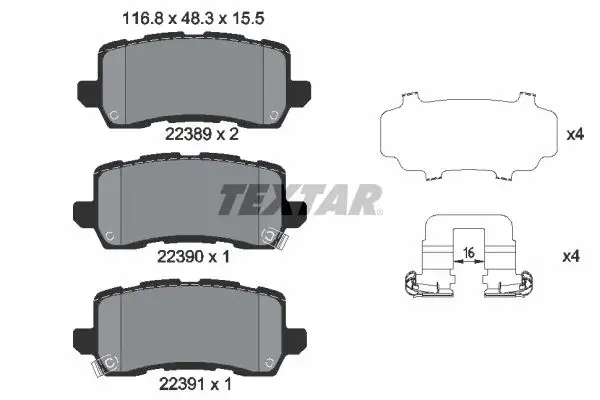 Колодки гальмівні ACURA/HONDA MDX/Pilot "R "10>> TEXTAR ="2238901" (фото 1)