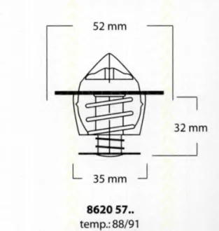 Термостат 92°C Ford Escort 1.8 i 16V 92-95/1.6 i 16V 95-99/Focus 2.0 i 16V 02-04/Mondeo 1.6 i 16V 93-96/Scorpio 2.9 i 24V 91-94 TRISCAN 86205791