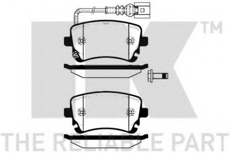 Гальмівні колодки дискові зад. (з датчиком) Audi A4, A6 2.0TDI-6.75V8R 08.99- VW Т5 NK 224764