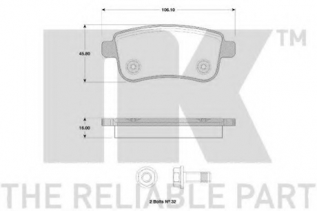 Гальмівні колодки дискові зад. Renault Scenic III/Megane III 2.0DCi 08- NK 223963 (фото 1)