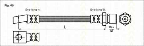 Шланг гальмівний передній Opel Ascona C 81-88 Kadett D E 79-93 TRISCAN 815024120
