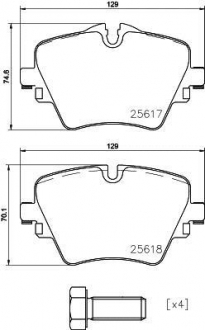 Гальмівні колодки дискові BMW 2 (F45)/X1 (F48), 13- HELLA 8DB355023131 (фото 1)