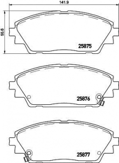 Гальмівнi колодки дисковi перед. Mazda 3 1.5/2.0/2.2D 09.13- HELLA 8DB355021421