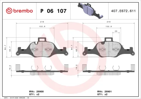 Klocki ham. BMW.. BREMBO P06107