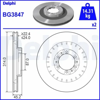 Диск тормозной Delphi BG3847