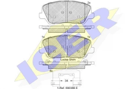 Колодки тормозные ICER 182239