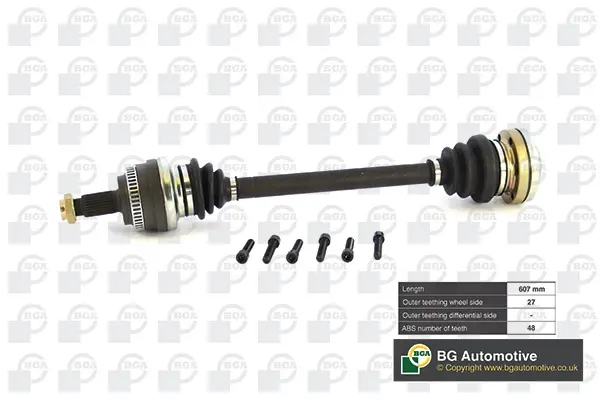 Напіввісь BMW 1(E81/F20)/3(E90) 04-дв.N47D20/N52B30 (27z/607mm +ABS 48z). BGA DS0900L (фото 1)
