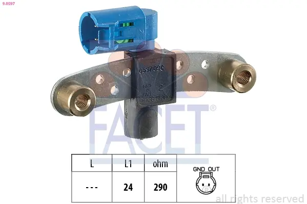 Датчик обертів колінвалу Renault KANGOO, MEGANE I,CLIO II 1.2/1.4/1.6 96- Facet FACET 9.0597 (фото 1)