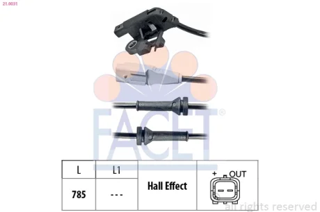Датчик ABS FACET 21.0031