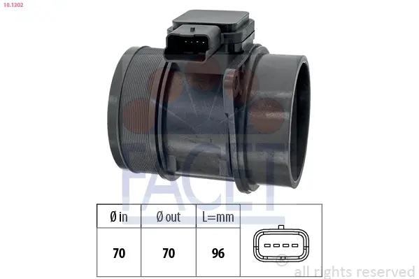 Витратомір повітря 2.0HDi (100kw) Citroen C4 07-/Peugeot 307 04- Facet FACET 10.1302 (фото 1)