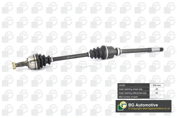 Піввісь Citroen C4/Peugeot 307 1.4/1.6i 01-10 (25/22) 910mm Пр. BGA DS6724RA (фото 1)