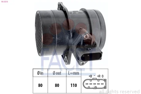 Расходомер воздуха (5 конт.) VW GOLF IV/PASSAT 2.3 96-06 FACET 10.1213