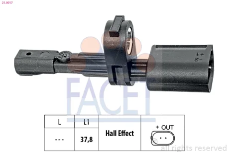 Датчик ABS FACET 21.0017