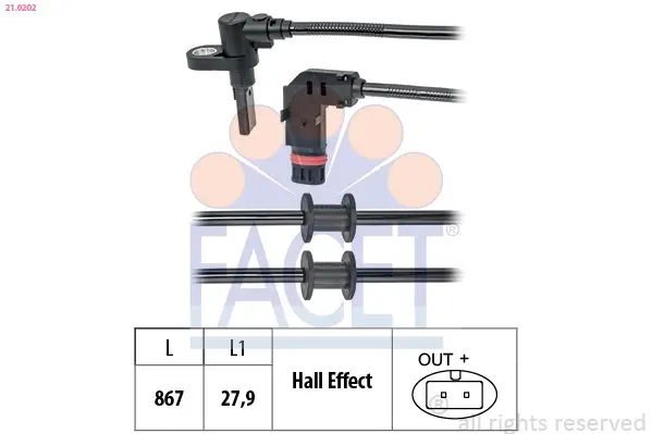 Датчик ABS FACET 21.0202 (фото 1)