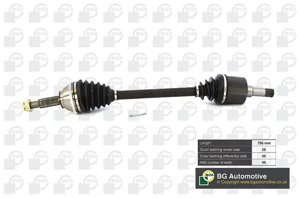 Приводной вал Ford Transit 2.0/2.4 00-14 л. BGA DS2326L (фото 1)