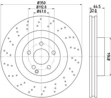 Тормозной диск перед. W221/C216/R230 05-13 2.2-5.5 (PRO) HELLA 8DD355115-401 (фото 1)