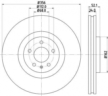 Тормозной диск перед. A6/A7/A8 10- 1.8-4.0 (PRO) HC HELLA 8DD355129-371