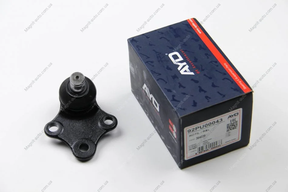 Опора шаровая передняя 16mm) CITROEN BERLINGO (-11), XSARA (-05), PEUGEOT 306 (-03), PARTNER (-08) AYD 92-00043 (фото 1)