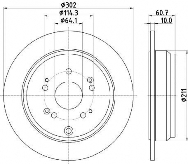 Тормозной диск зад. CR-V 07- 1.6-2.4 (PRO) HELLA 8DD355119-221 (фото 1)