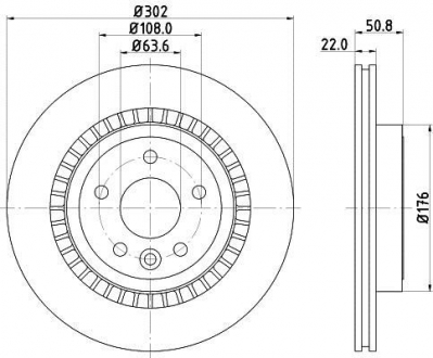 Тормозной диск зад. XC60 08- 2.0-3.2 (PRO) HELLA 8DD355116-191 (фото 1)