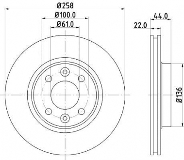 Тормозной диск перед. Logan/Sandero (PRO) HELLA 8DD355119-461