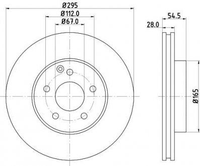 Тормозной диск W211 02-09 (PRO) HELLA 8DD355108-801 (фото 1)
