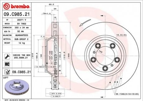 Tarcza ham. CAYENNE /L/ PANAMERA BREMBO 09C98521