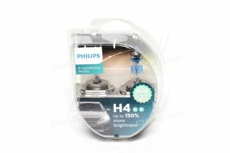 Лампа накаливания H4 X-tremeVision Pro150 +150 12V 60/55W P43t-38 (комплект) PHILIPS 12342XVPS2