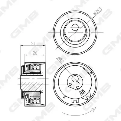 Натягувач ременя ГРМ Ford Ka MK2/ Fiat 500 (1.2–1.4 gasoline) GMB GTB0480 (фото 1)