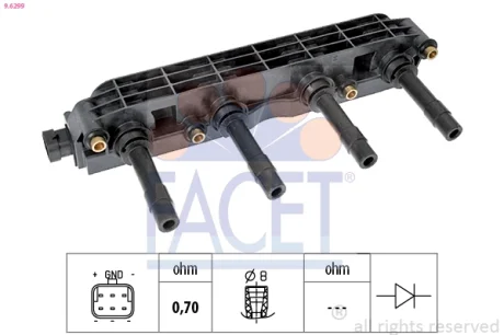 Катушка зажигания FACET 9.6299