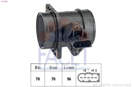 Расходомер воздуха (5конт.) AUDI A4/ A6/SKODA OCTAVIA 1.6/1. FACET 10.1439