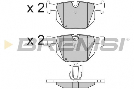 Колодки тормозные задние BMW 3(E90)/5(E60) (ATE) (122x58,2x1 BREMSI BP3173 (фото 1)