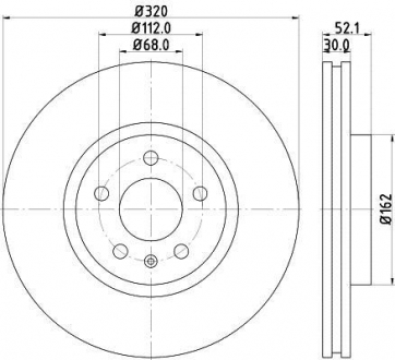 Тормозной диск перед. A4/A5/A6/A7/Q5 07- 1.8-4.0 (PRO) 320m HELLA 8DD355117-191 (фото 1)