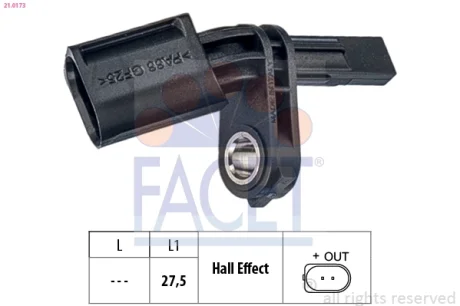 Датчик ABS перед/зад. Touareg 03-/Cayenne 02-07/Audi Q7 06- FACET 21.0173