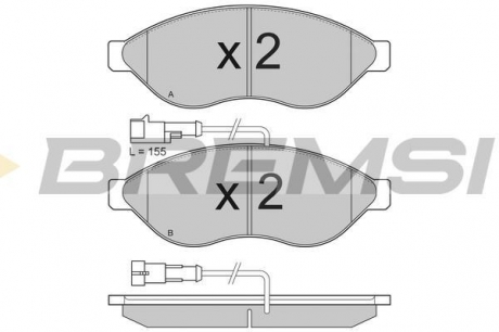 Тормозные колодки перед. Jumper/Ducato/Boxer 06- (1.1-1.5t) BREMSI BP3285 (фото 1)