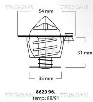 Термостат системи охолодження двигуна TRISCAN 8620 9691 (фото 1)