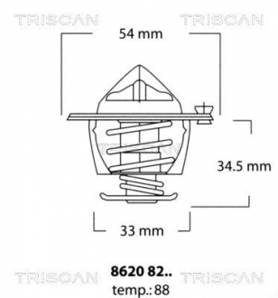Термостат системи охолодження двигуна TRISCAN 8620 8288