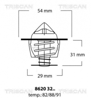Термостат системи охолодження двигуна TRISCAN 8620 3288 (фото 1)