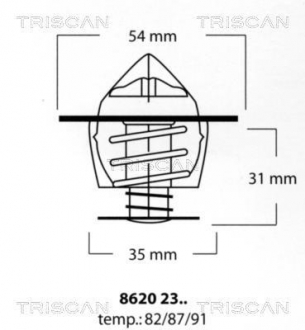 Термостат системи охолодження двигуна TRISCAN 8620 2387 (фото 1)
