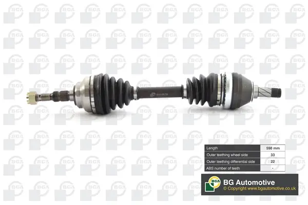 Полуось Astra 98-07 1.7CDTi/Astra/Vectra/Zafira 1.8i 99-05 (33/22) 596mm Л. BGA DS9505L (фото 1)