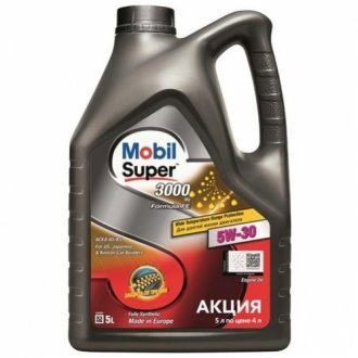 Олива моторн. SUPER 3000 5W-30 Formula FE (Каністра 5л) MOBIL 156155